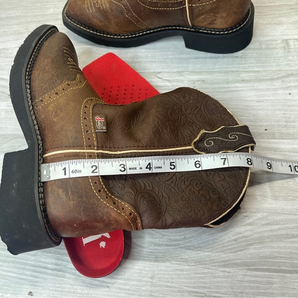 Justin Gypsy Mandar Brown Leather Square Toe 8” Western Cowgirl Boot Size 6B - Picture 16 of 16